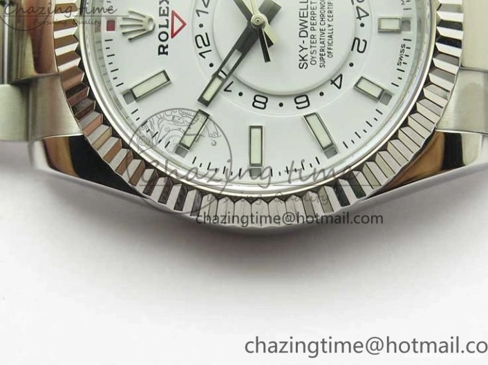 Good Copy Rolex Watches Noob Asian Sky-Dweller Best White SS 1:1 Bracelet 326934 23J Edition to TechFriendly 2880 SS Dial on 0111